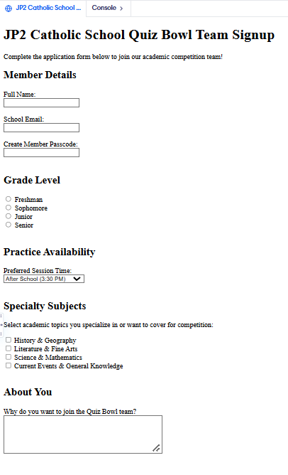 Assignment 2A Browser Preview