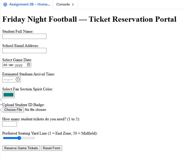 Assignment 2B Browser Preview