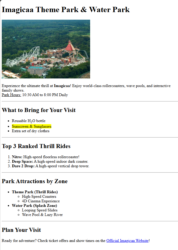 Theme Park Project Preview