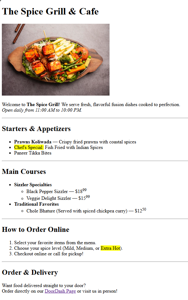 Restaurant Project Preview